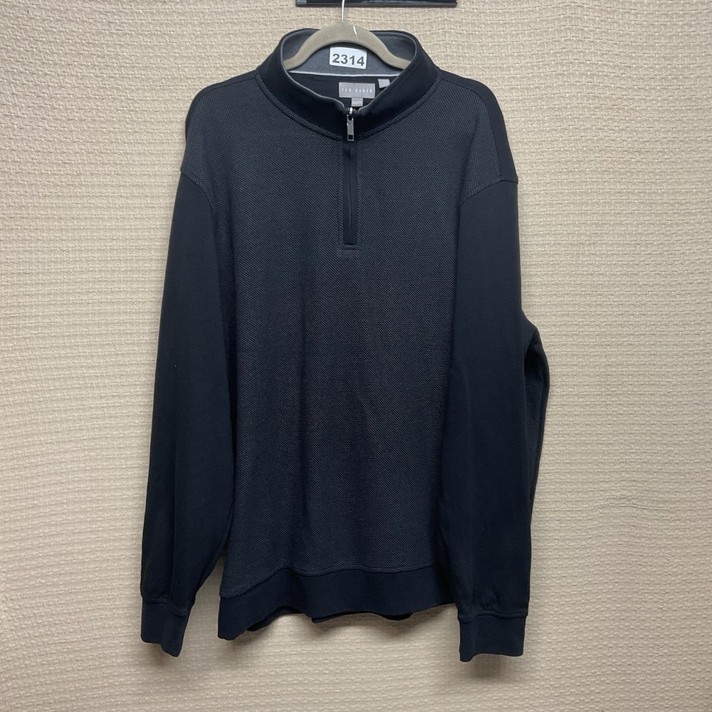 Ted Baker‎ London Sweater Mens 2XL Black 1/4 Zip Long Sleeve Pullover